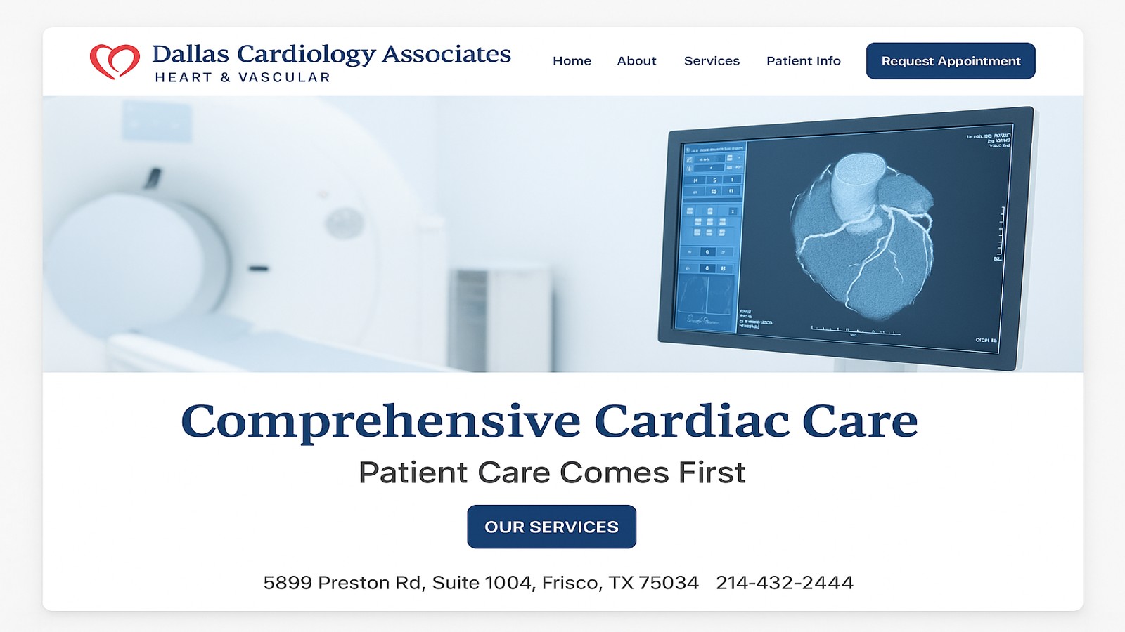 CT scanner with cardiac imaging on monitor